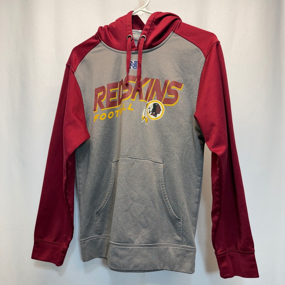 Washington Redskins NFL Team Apparel Hoodie Mens Large Gray Burgundy Pullover